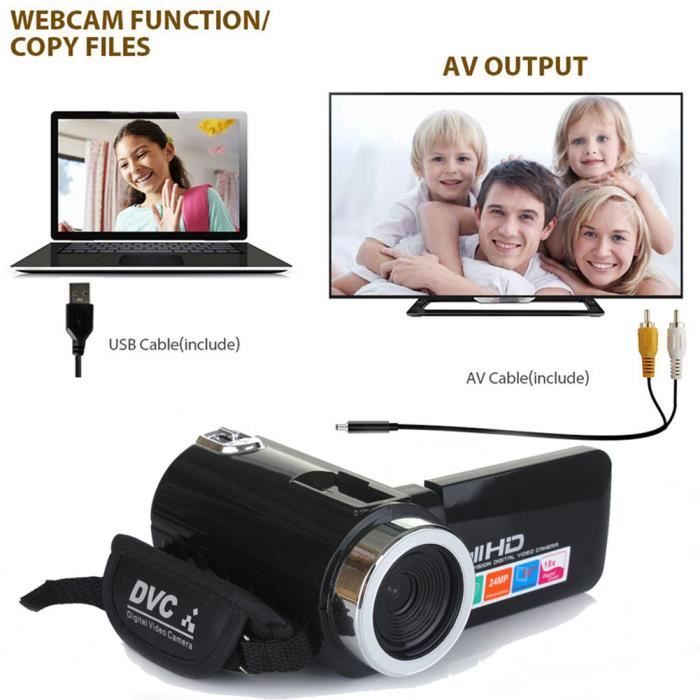 Videocámara Full HD de 24 MP con zoom de 18x - Interfaz AV - Cámara para vlogging con micrófono externo