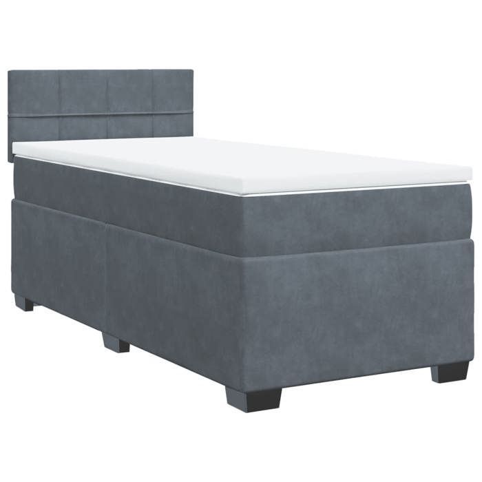 Struttura letto con materasso - Maison Exclusive - Velluto grigio scuro - 80x200 cm - Massimo relax