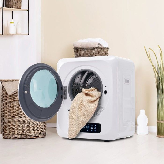 Sèche-linge gaz 3-4kg inox 850W 6 programmes - Filtration multi-étapes - Fixation murale,Blanc 48x40x58cm