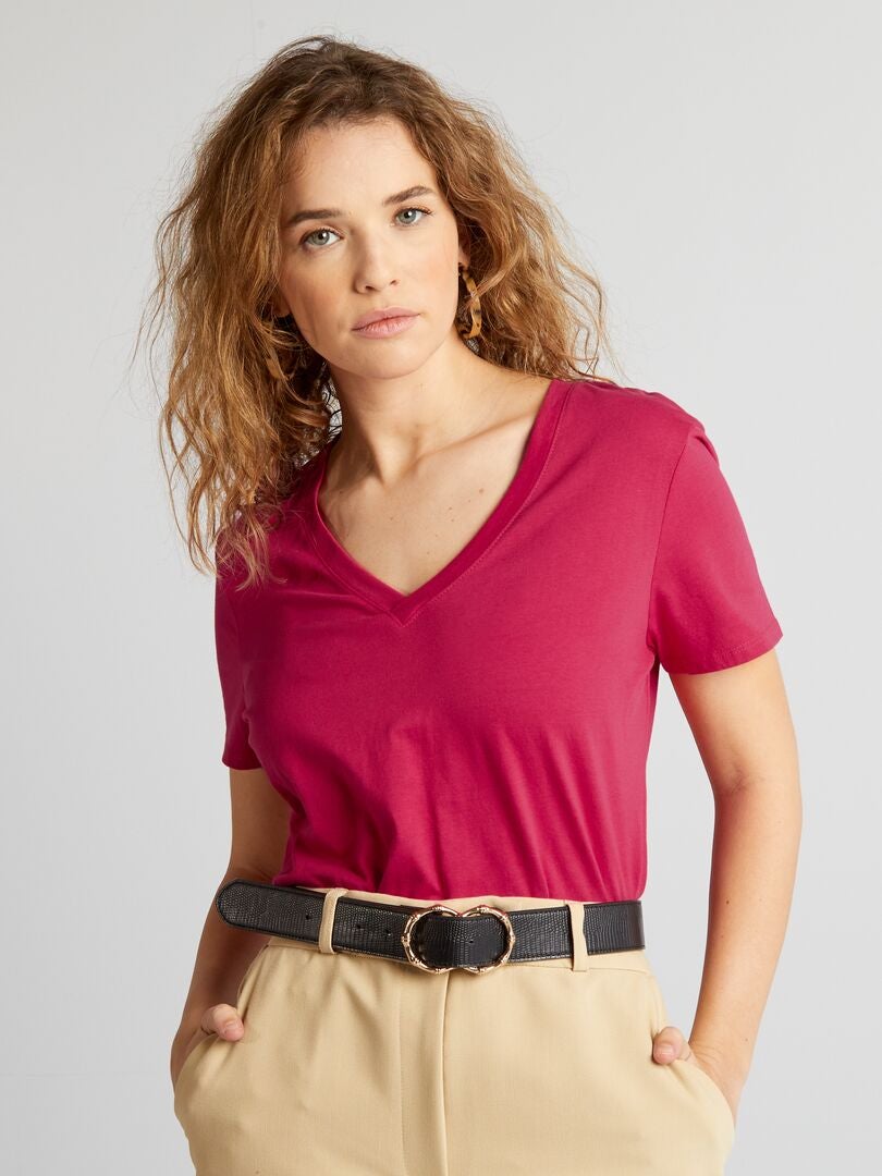 Eenvoudig T-shirt - ROZE