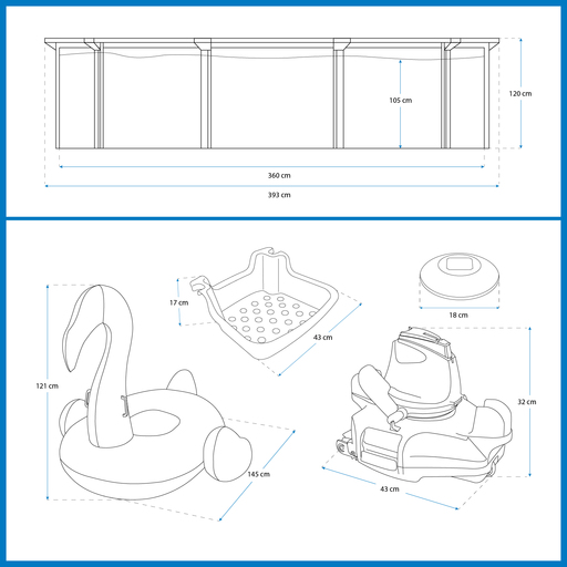  Bestway Hydrium Round Pool Pack 360x120 cm with Pool Accessories and Pool Cleaner