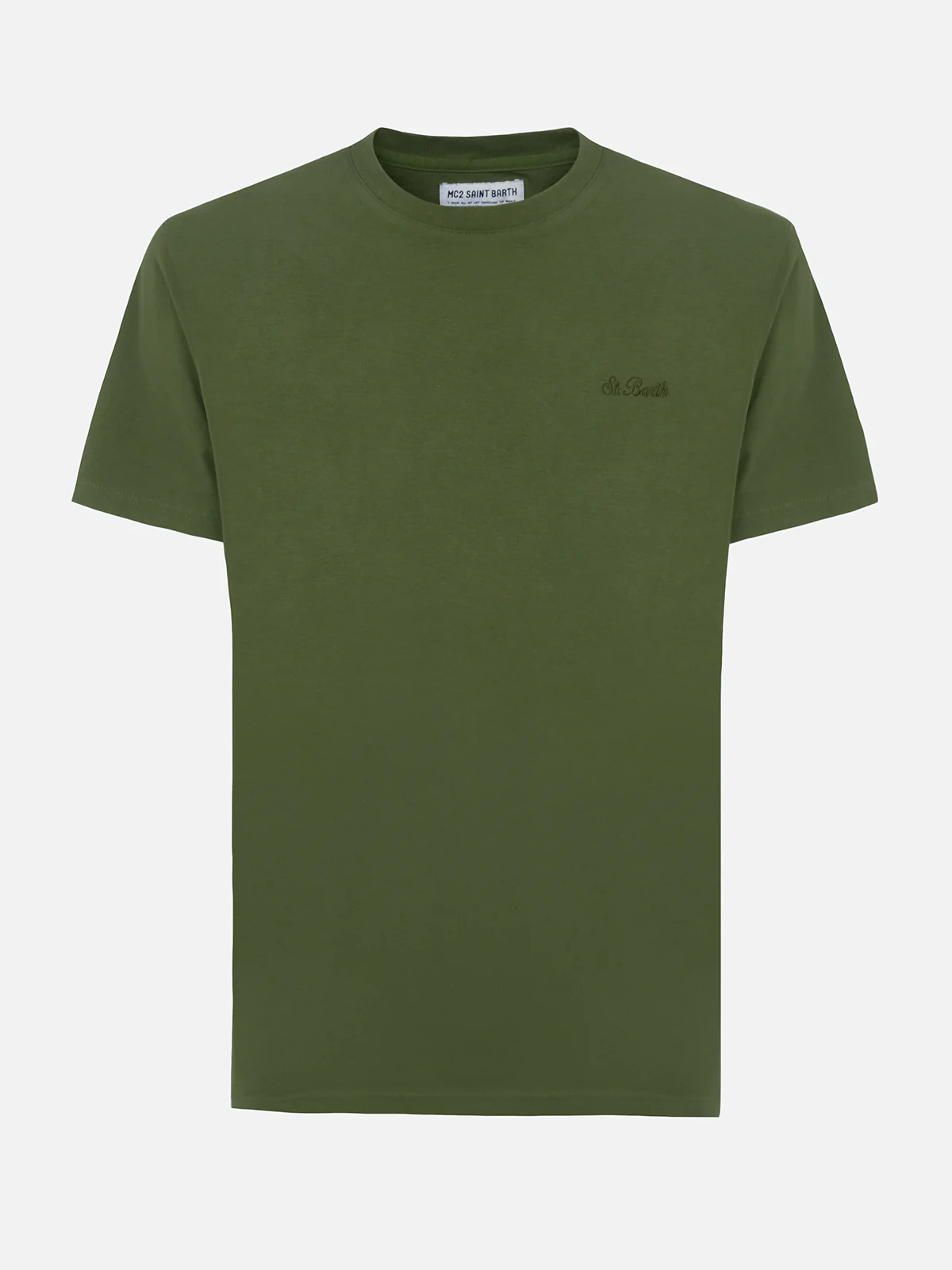 Camiseta Arnott para hombre color verde militar con bordado de San Bartolomé