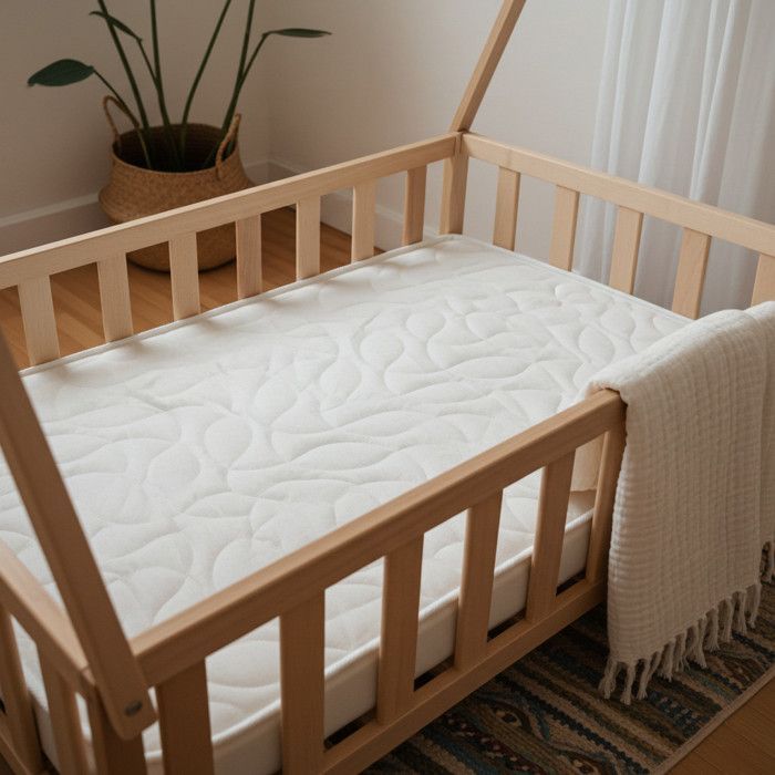 Colchón para bebé/niño con aire acondicionado - 80x160 cm | Reversible: lado verano/lado invierno | Cama tipo cabaña | 10 cm de grosor