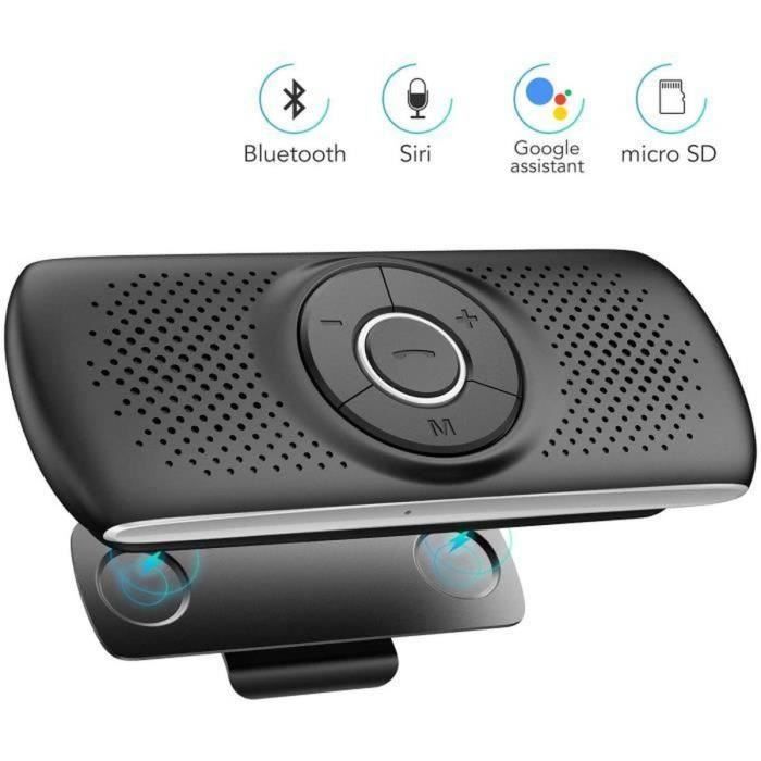 Kit vivavoce - Bluetooth 5.0 - Nero - Riconnessione automatica - Compatibile con iOS e Android