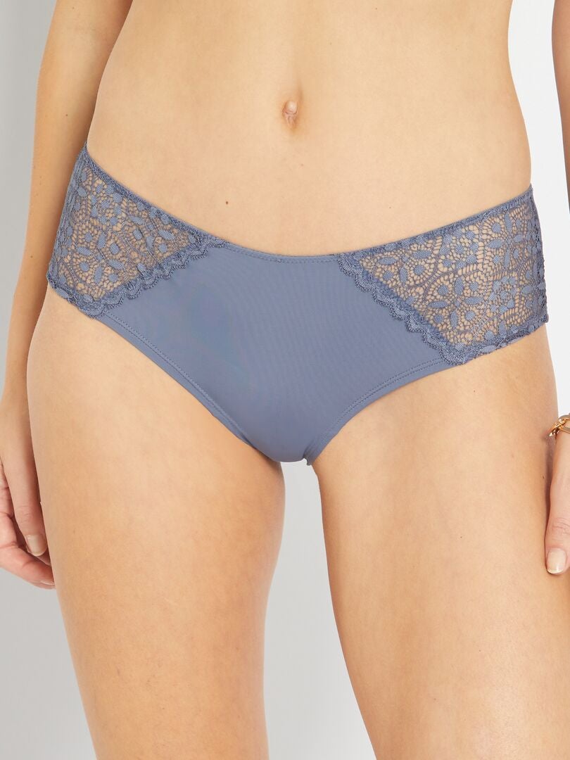 Culottes van microvezel en kant - GRIJS