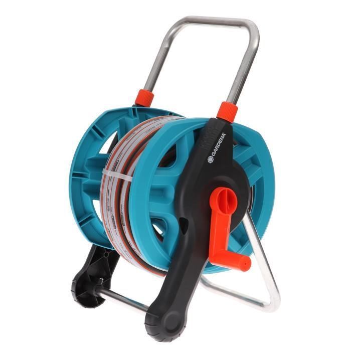GARDENA Dévidoir portable équipé – Longueur 20m – Raccord anti-goutte – Kit complet tuyau d’arrosage – Garantie 5 ans (2691-20)