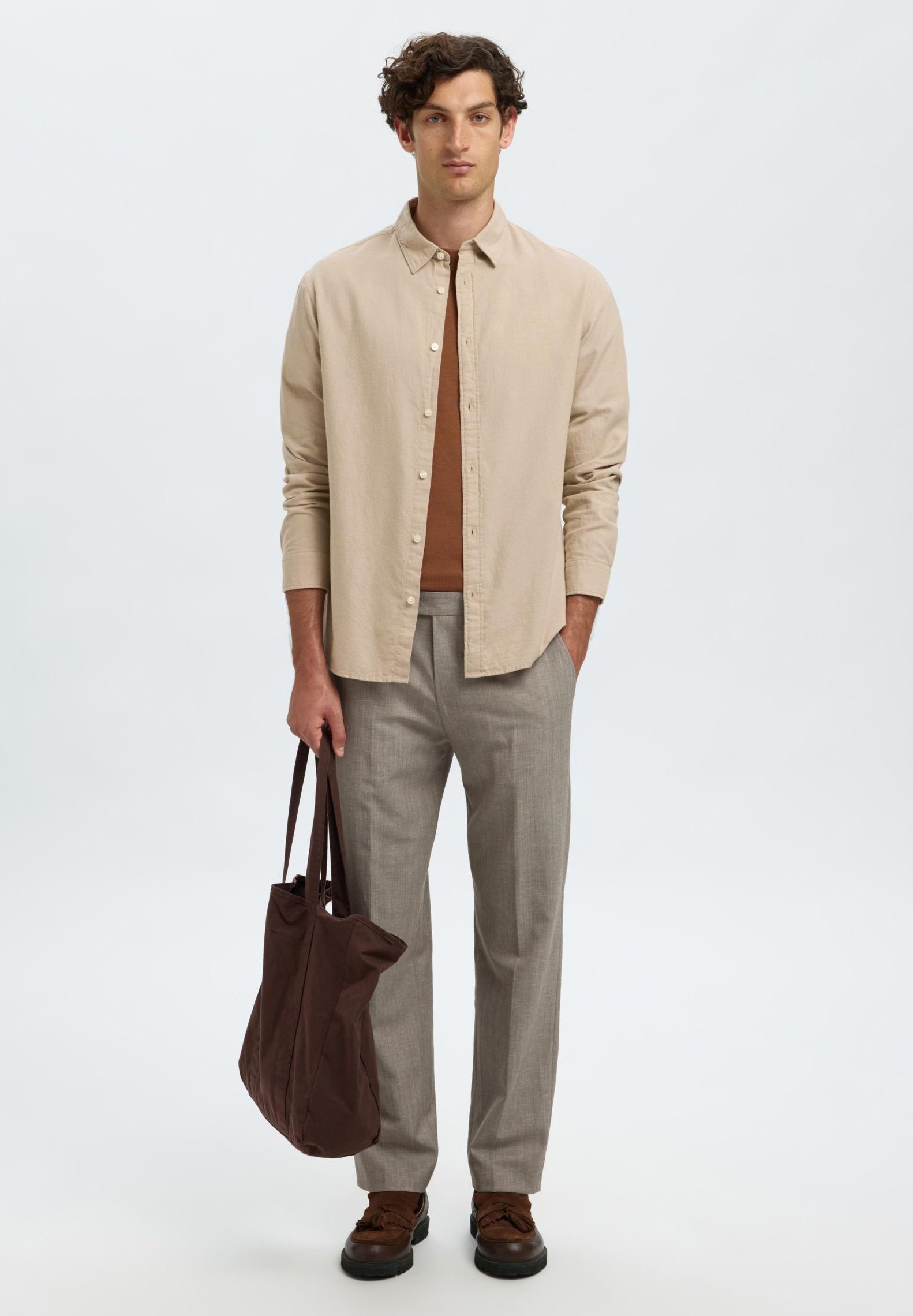 Selected Homme SLIMOWEN-BRUSHED NOOS - Camicia - puro cashmere dettaglio: misto con farina d'avena