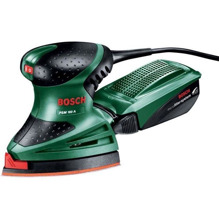 Ponceuse multi BOSCH PSM 160 A - Puissante et polyvalente - Ponçage et polissage - Système micro-filtre Bosch