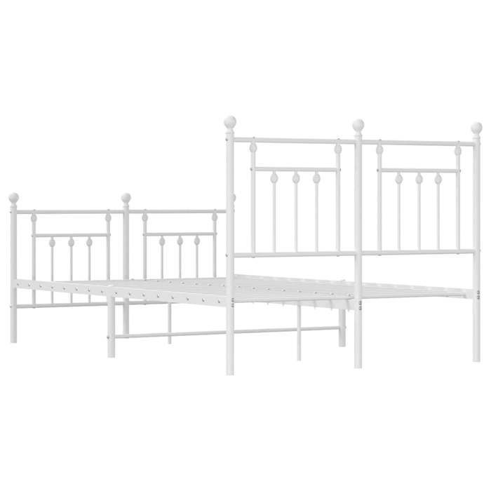 Estructura de cama metálica - UU - 120x190 cm - Blanca - Acero - Espacio de almacenamiento - Somier de láminas metálicas - Patas centrales