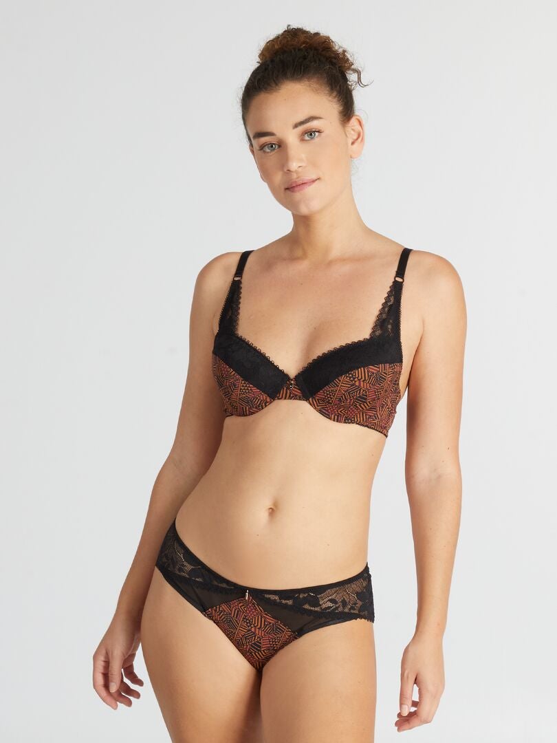 'Envie de lingerie' slipje van microvezel en kant - BRUIN