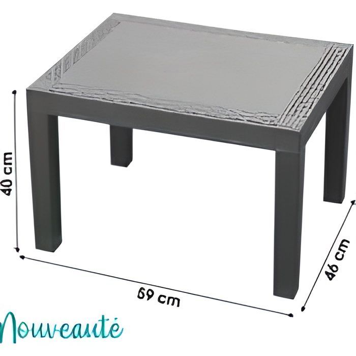Tavolino da caffè - JACK - effetto rattan antracite - Grigio - Altezza 40 cm