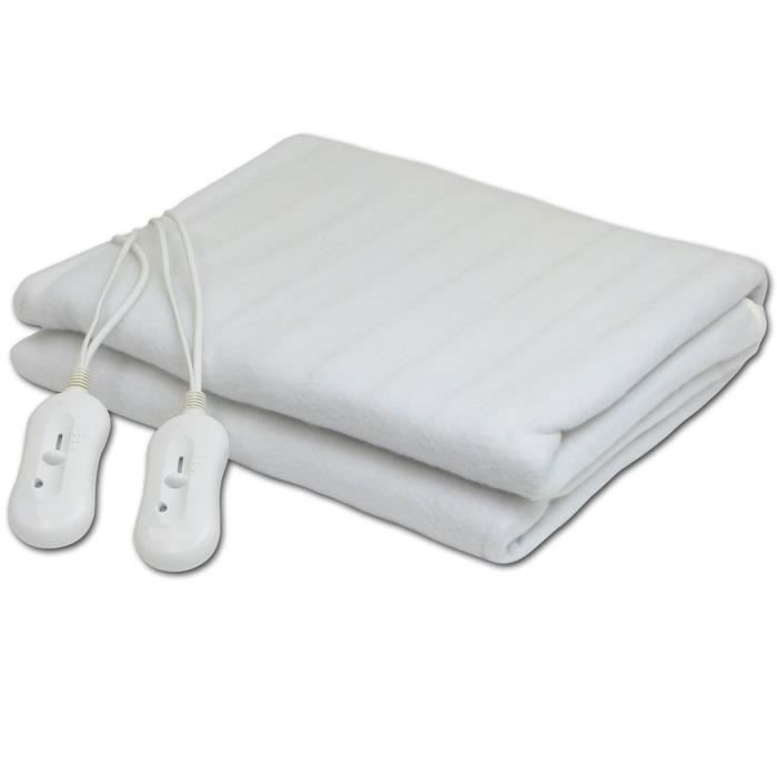 Manta eléctrica, calentador de cama, almohadilla térmica doble para colchón, mando a distancia, 3 niveles de temperatura, indicador LED, 160 x 140 cm.