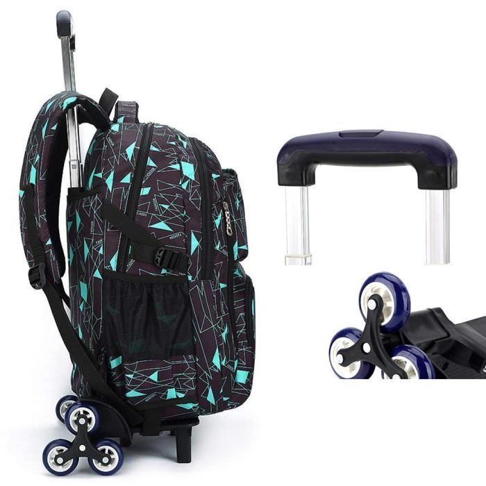 Rolling schoolbag - Nylon - Boy - 32x18x49cm - 3 front pockets - Unisex
