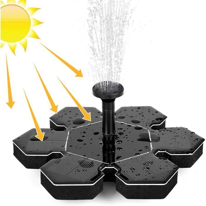 Fonte solar externa de 1,5 W, bomba de água solar, bomba solar para lago com bateria e 4 bicos, bomba solar para fonte