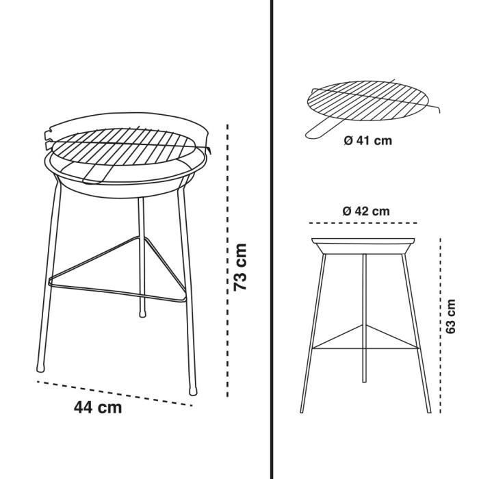 Barbacoa de carbón - ACTIVA - 42 cm - Carbón