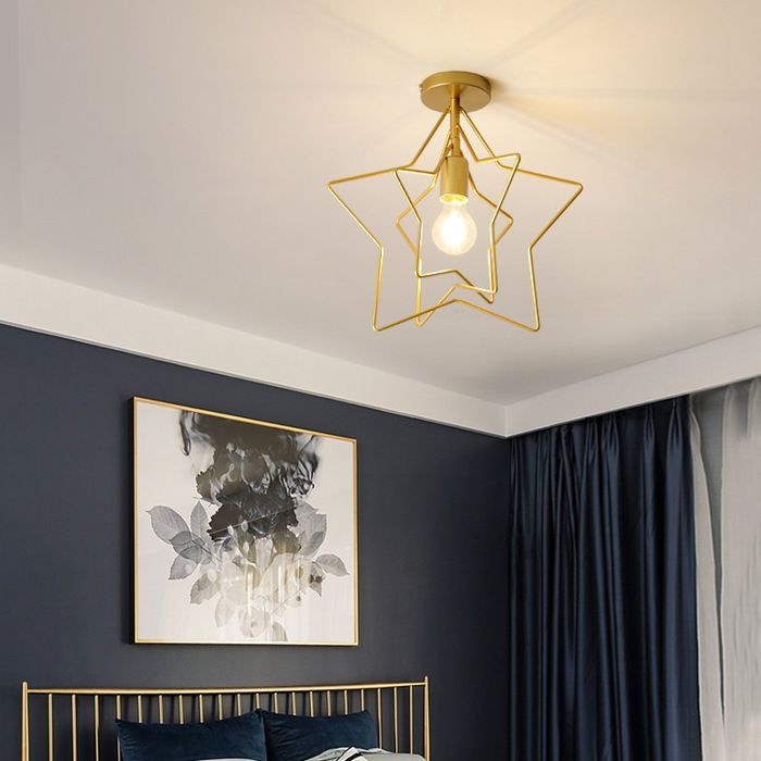 Luminária de teto TOKIUS Creative Industrial Star, moderna, em metal, ajustável em 360°, com soquete E27, ideal para quarto infantil ou bar.