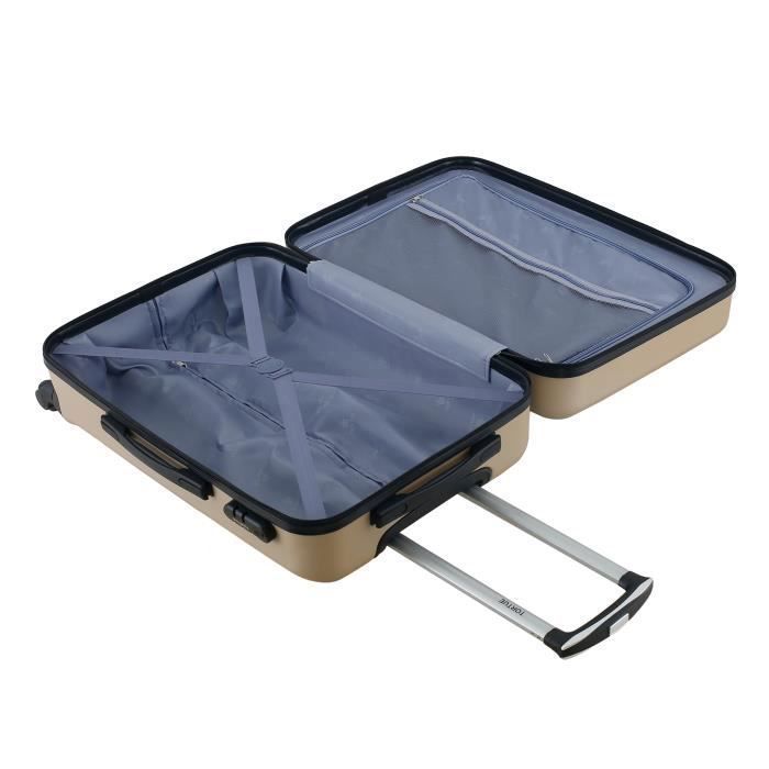 TURTLE - Conjunto de 3 malas de viagem 52cm-62cm-67cm - ABS - 4 rodas duplas - Fechadura integrada - Champagne