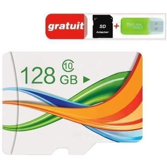 Tarjeta de memoria Micro SD - V03 - 128 GB - Clase 10 - Adaptador SD - Lector de tarjetas