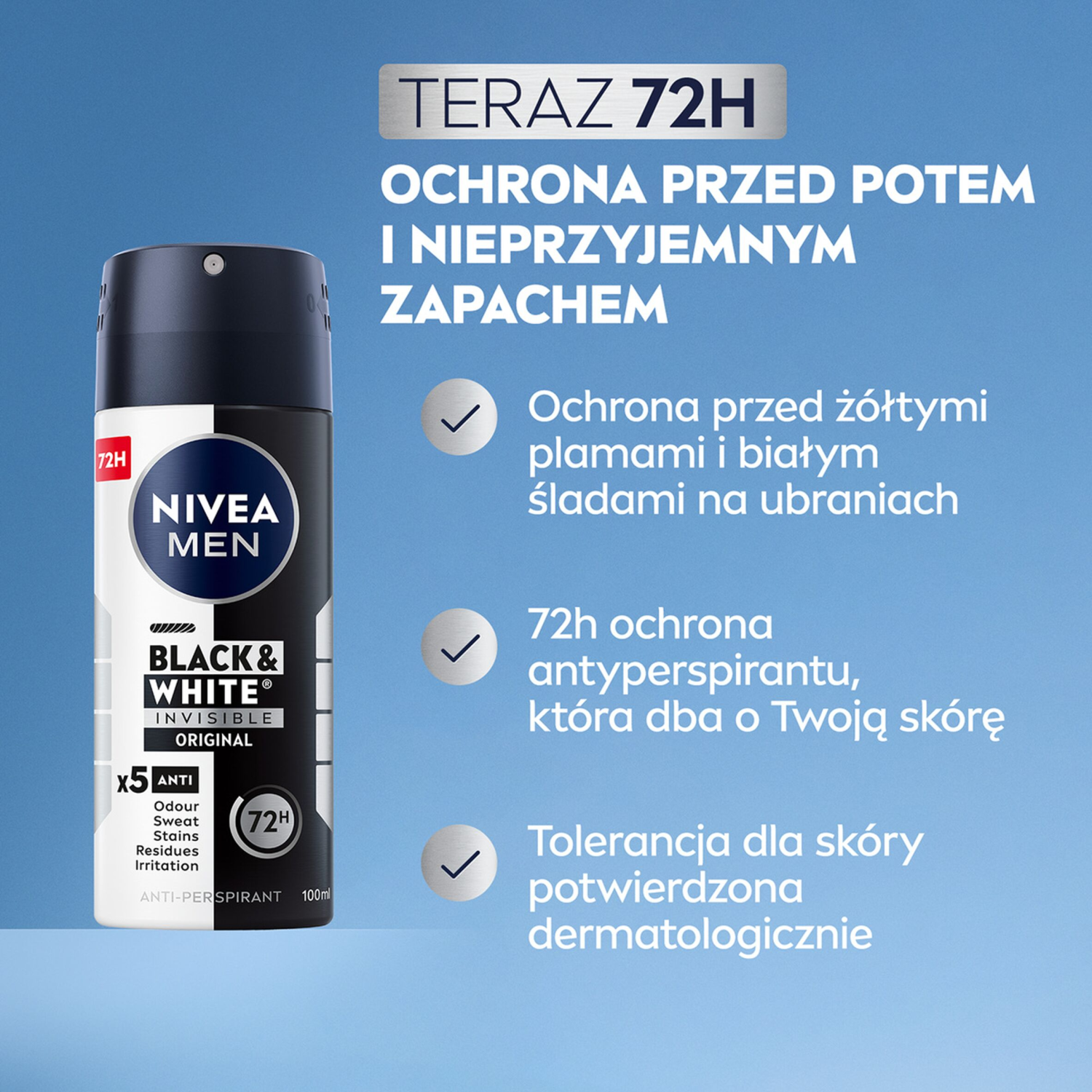 Nivea Men antyperspirant męski w sprayu 100ml Invisible Power Men