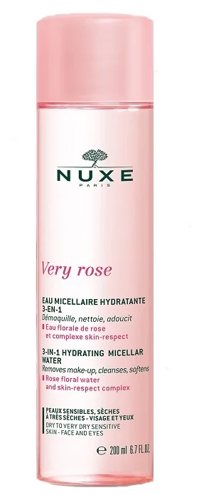 NUXE Nuxe 3-in-1 Hydraterend Micellair Water Very Rose 200 ml Reinigt de gevoelige, droge en zeer droge huid.