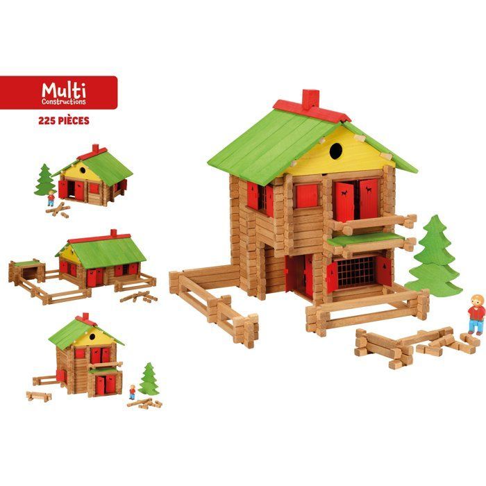 JEUJURA - Wooden Construction Set - My Wooden Chalet - 225 Pieces - Ages 5+