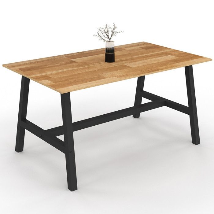Fast rektangulært spisebord - IDMARKET - MADELEINE - Træ og sort - 6 personer - 160 cm