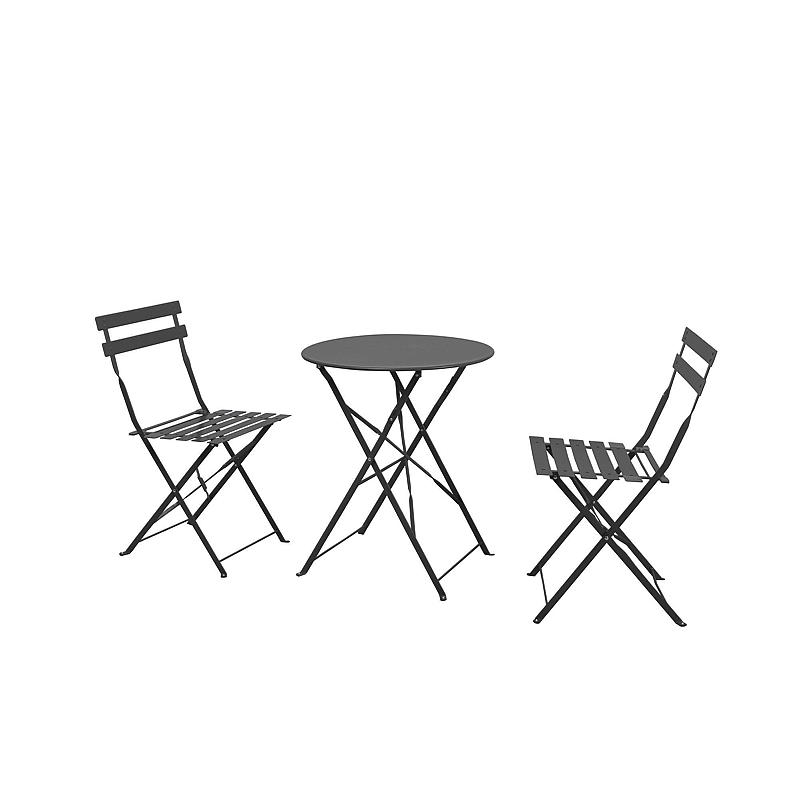 Home Paris Bistro-Set, Stahl, Grau