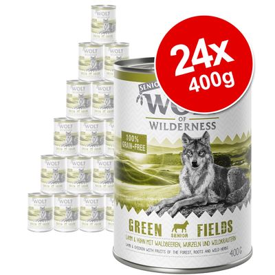 Pacote Econômico Sênior Wolf of Wilderness com 24 unidades de 400g