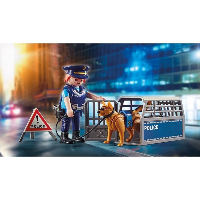 PLAYMOBIL 6878 Barrage de police, City Action, Contient un barrage de police avec chien policier et de nombreux accessoires, dès 4 a