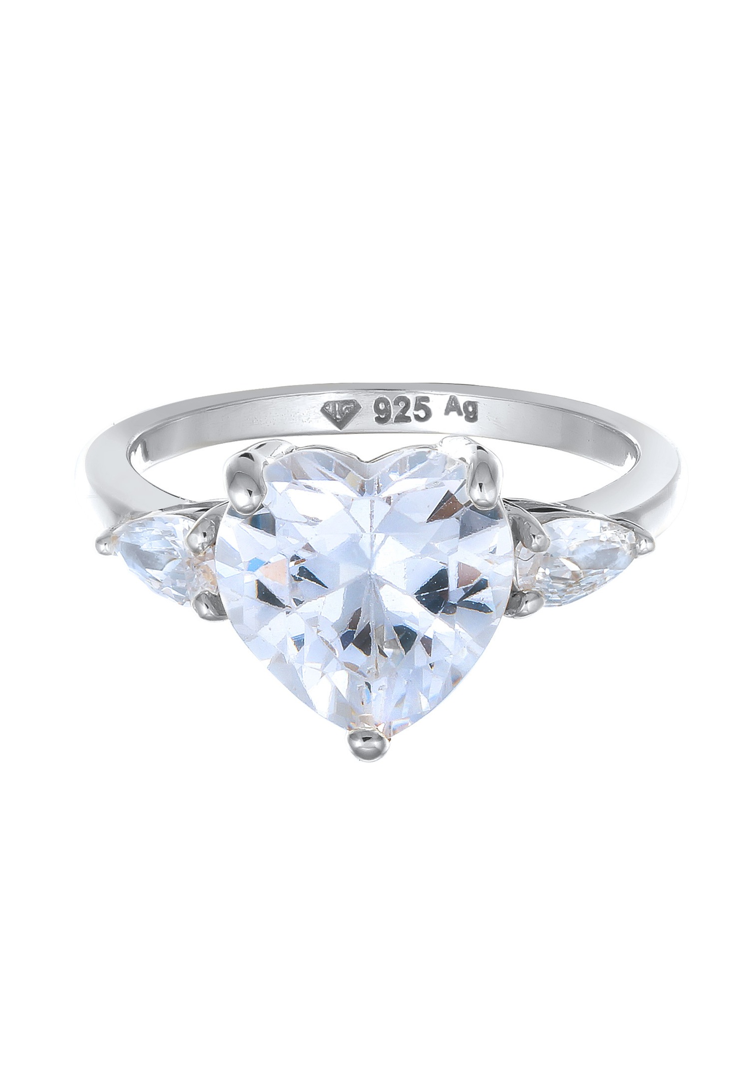 Elli Elli Bague avec Pierres Femmes Coeur Zirconia Blanc Argent Sterling 925 St Valentin