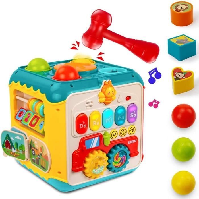 Jouet Musical - Cube d'Activité - 7 en 1 - Éducatif - Sons et Lumières - Cadeau de Noël