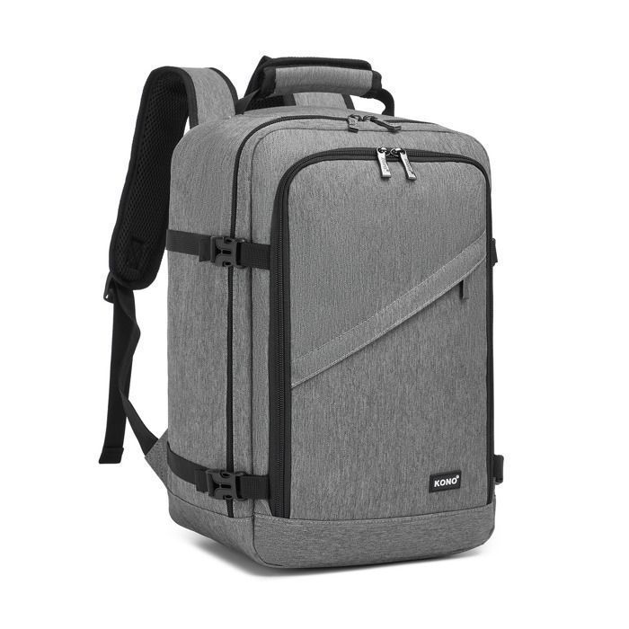 Mochila Kono de 40x30x20cm, compatible con Ryanair, 24L, para equipaje de mano debajo del asiento en avión, para hombres y mujeres, color gris.