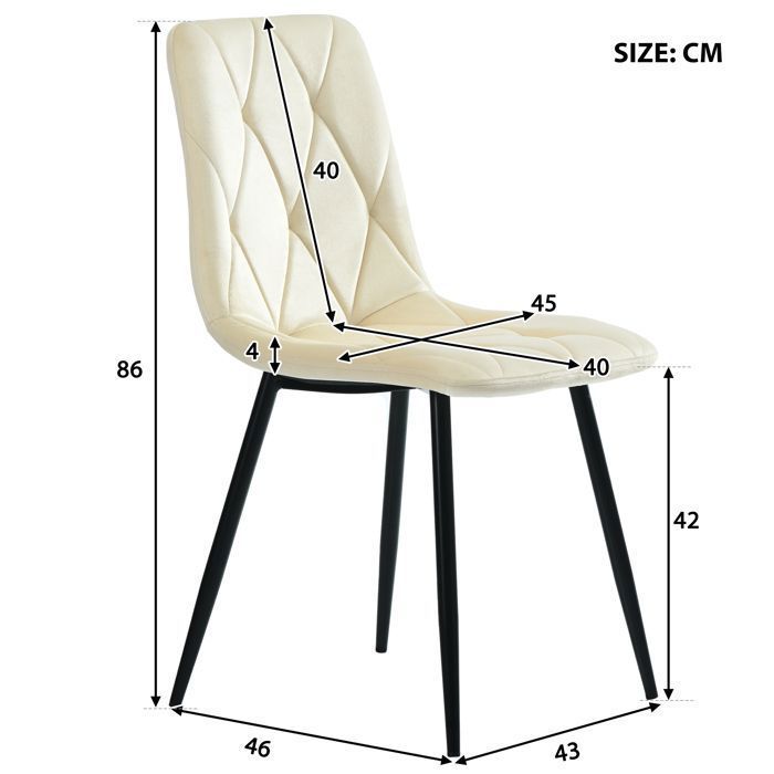 Juego de mesa de comedor de 117 × 68 cm con 4 sillas - Juego moderno de mesa y sillas para cocina/sala de estar - Sillas de terciopelo beige