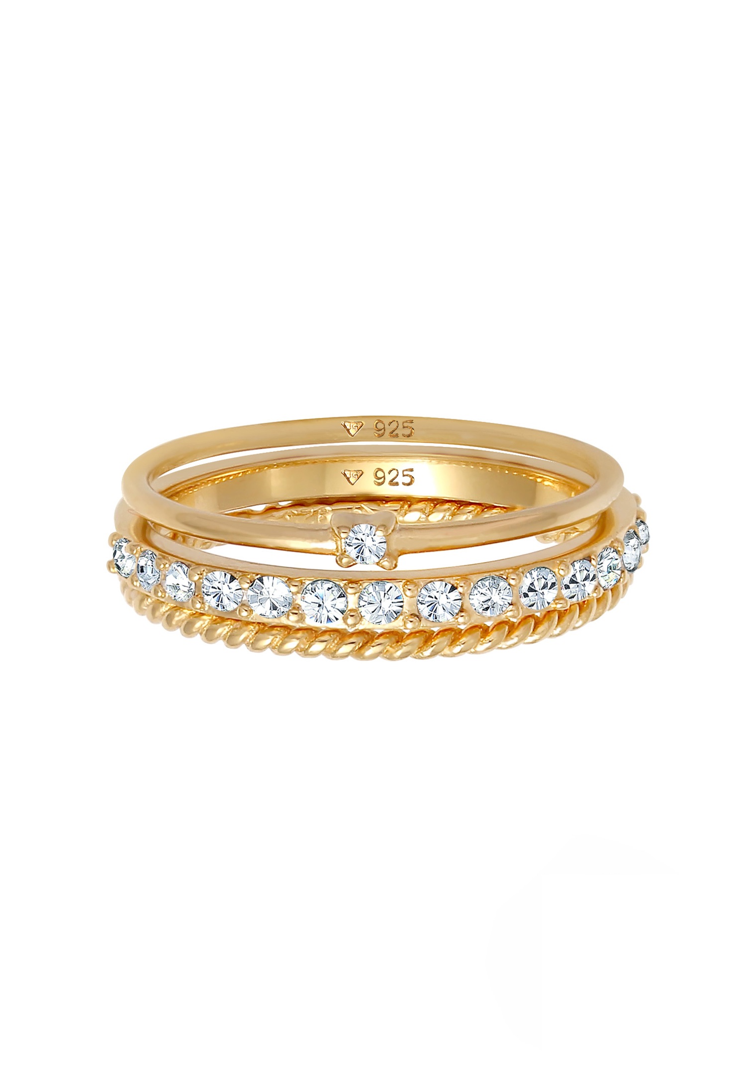 Elli Femmes Pile Élégante Festif Look des Couches avec Cristaux en Argent Sterling 925
