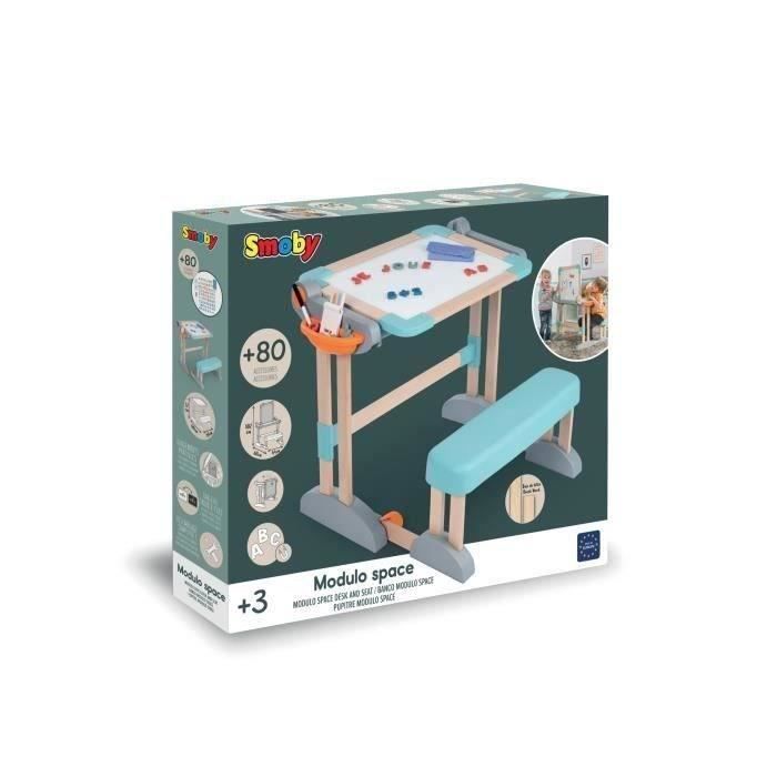 Smoby - Modulo Space Desk - Transforms into a Double-Sided Whiteboard - 80 Accessories Included - Ages 3+ - 420304