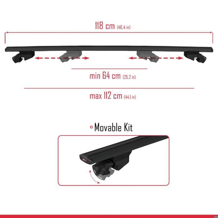 Barras de techo HOOK compatibles con Mini Countryman 2024-2026, portaequipajes de aluminio negro, 2 barras.