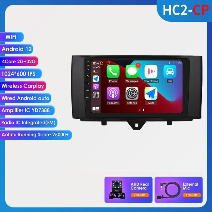Reproductor multimedia Android para coche de 2+32 GB para Smart Fortwo 2011 2012 2013 2014 2015 con GPS, navegación, estéreo y unidad principal de audio para coche.