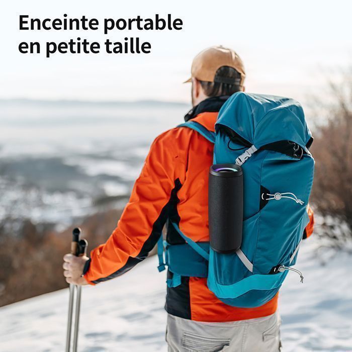 VEATOOL 20 W kannettava Bluetooth 5.0 -kaiutin tehokkaalla 360° subwooferilla, 2000 mAh akulla, 15 tunnin toistoajalla, IPX5-vedenpitävä, Type-C, musta