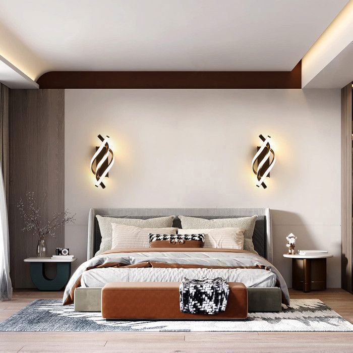 DELIPOP 22W 3000K Black LED Wall Light - Modern Indoor Wall Lamp for Bedroom or Hallway - Curved Design - Warm Light