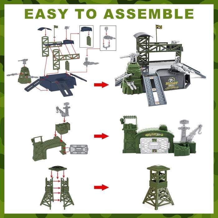 El set militar de juguete MARSEE incluye soldados, un vehículo militar, armas y accesorios. Juego de rol.