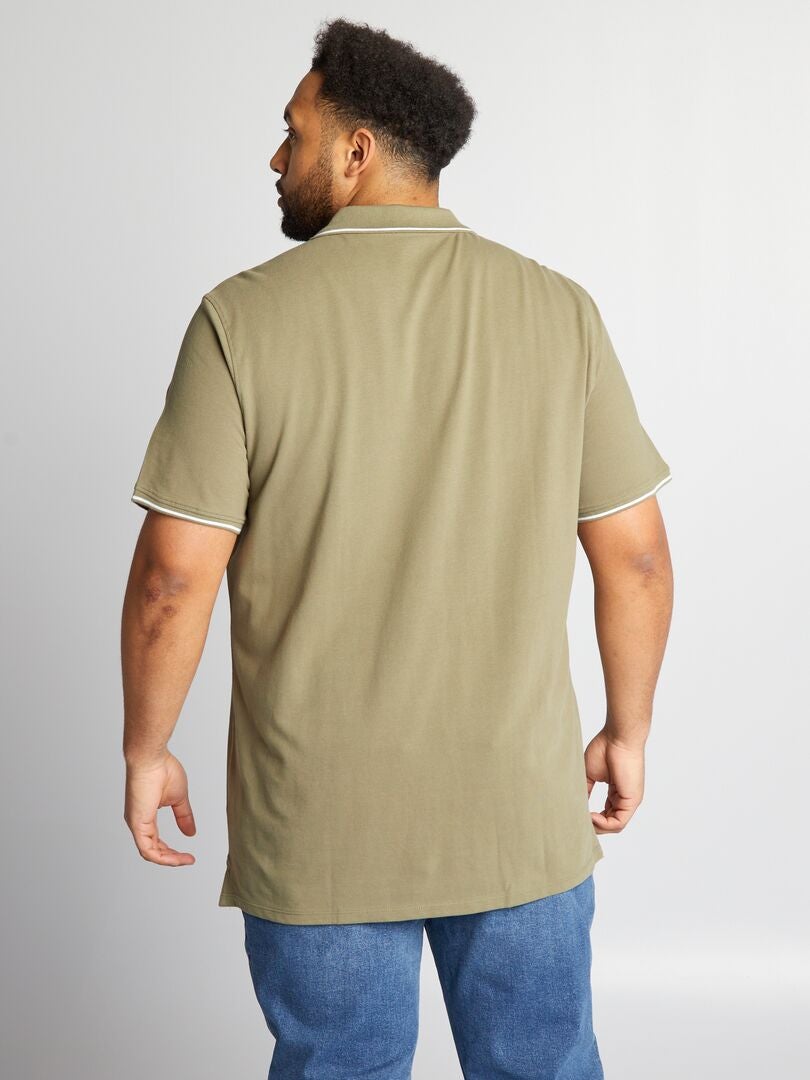 Camisa polo de algodão contrastante - VERDE