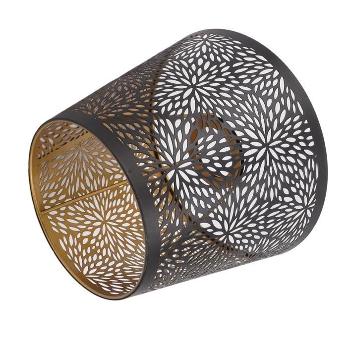 Pantalla de lámpara cilíndrica metálica OMABETA - Estilo árbol del bosque calado - E27 - Blanca - Diámetro 19 cm