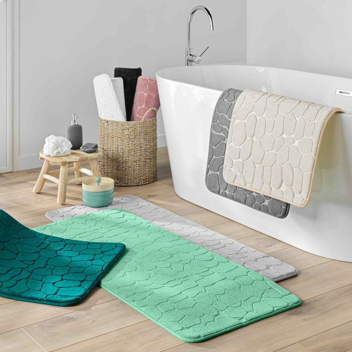 Tapis de Bain 50 x 120 cm – Microfibre Unie Relief Ricochet – Ultra Doux & Absorbant Taupe