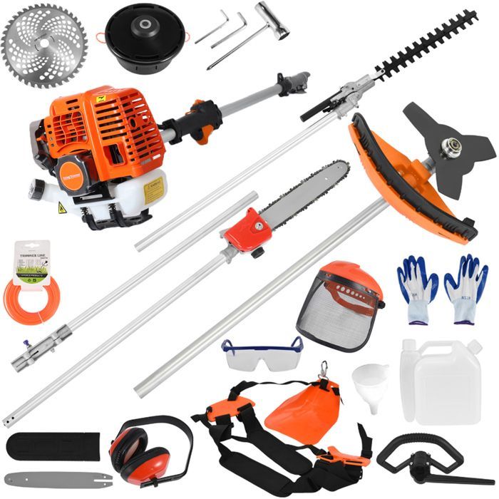 5 en 1 Coupe-bordures à essence - Taille-haie - Tronçonneuse portable - 52CC - 2 temps - 9500r/min - 2300W - 180*35*35cm