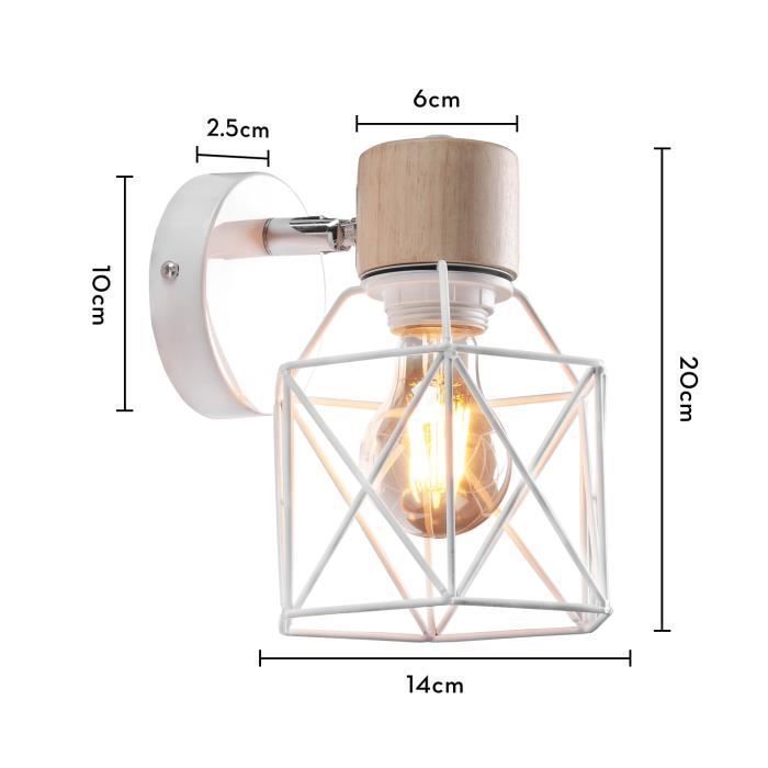 UNI Applique Mural Industrielle Lot de 2 Eclairage Mural Vintage en Métal E27 Lampe de Mur Luminaire Intérieur Industrielle - Blanc