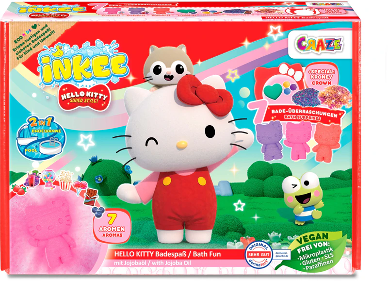 Kit de banho infantil Hello Kitty em caixa de presente