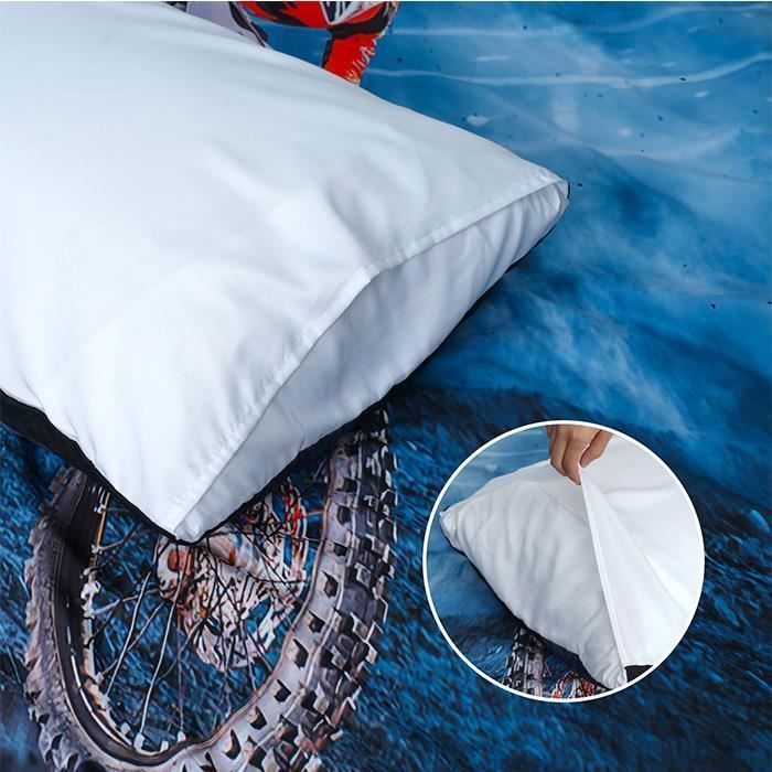 Motorcycle Duvet Cover 140x200 cm for Children with 1 Pillowcase 50x75 cm, Printed Extreme Sport Motorcycle Bedding Set