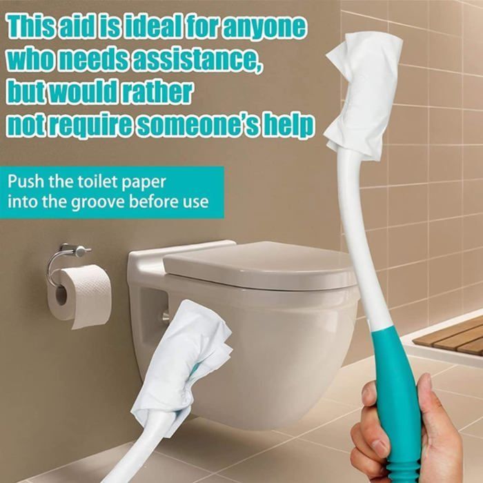 Essuie Fesse Aide aux Toilettes Pinces pour Papier Toilette,38cm Aides à La Toilette Outils Personnes pour âgées et Femme Enceinte