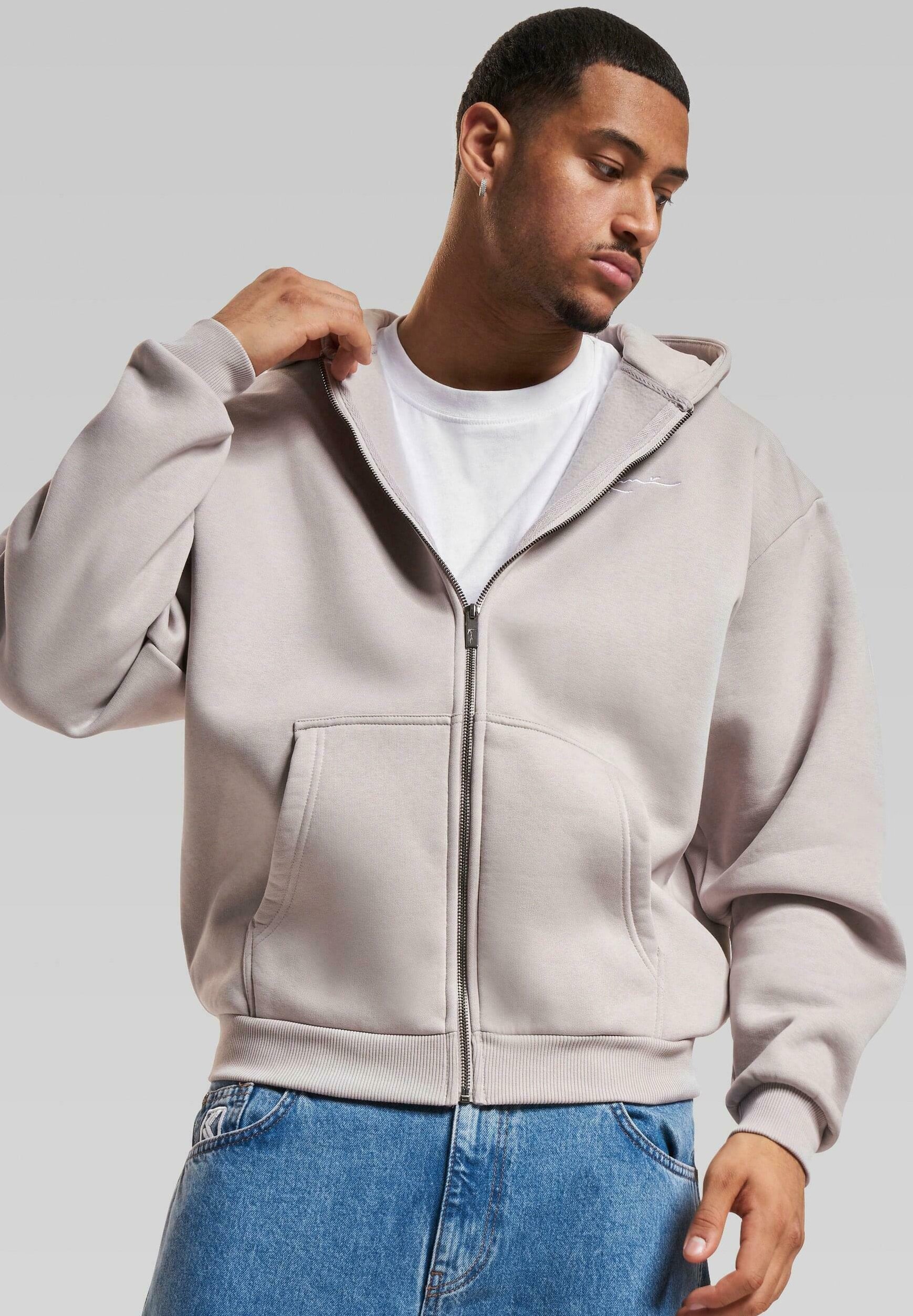 Karl Kani CHEST SIGNATURE ESSENTIAL ZIP - Sweatshirt mit Reißverschluss - Hellgrau