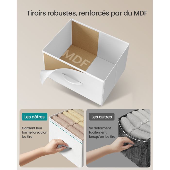 Commode 9 Tiroirs - Acier - Blanc Nuage et Blanc Neige - Polyvalente - Robuste - Montage Facile